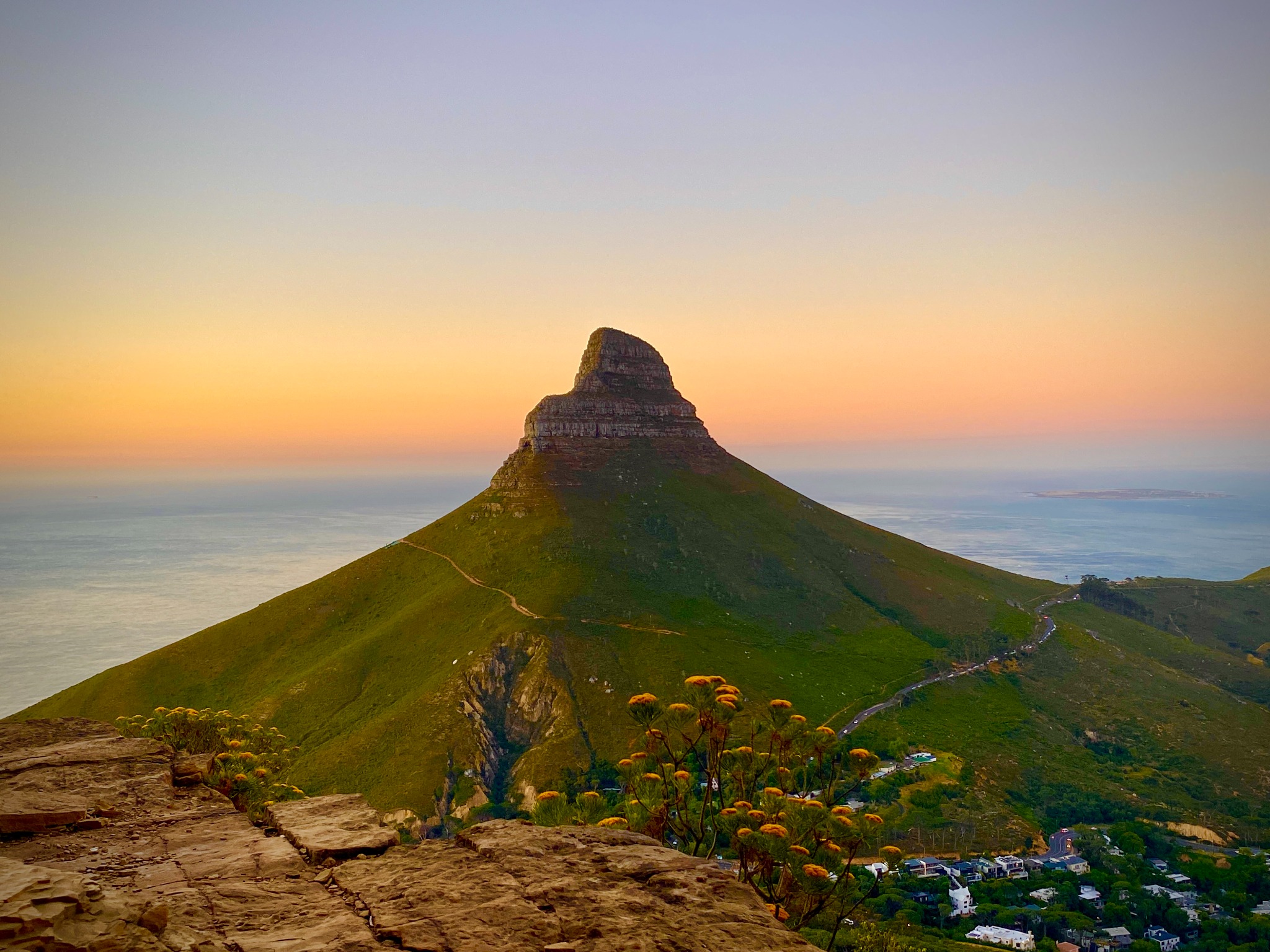 Lion's Head in warm sunrise light in Cape Town
